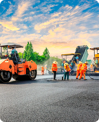 Men working on asphalt