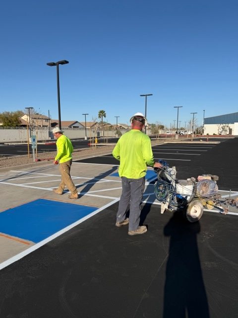 Parking professionals site work on line striping