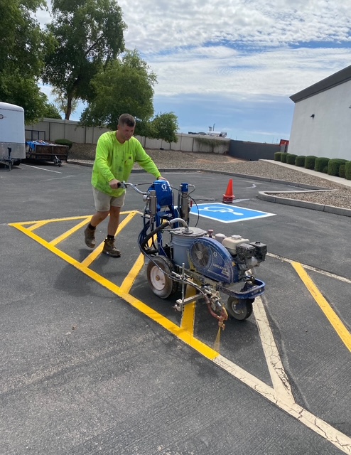 Onsite work parking lot striping