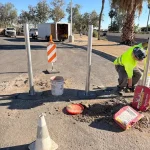 parking lot bollard installation by our crew
