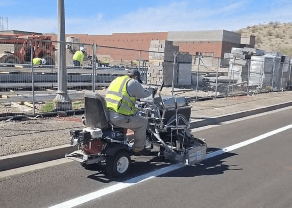 Thermo plastic road striping